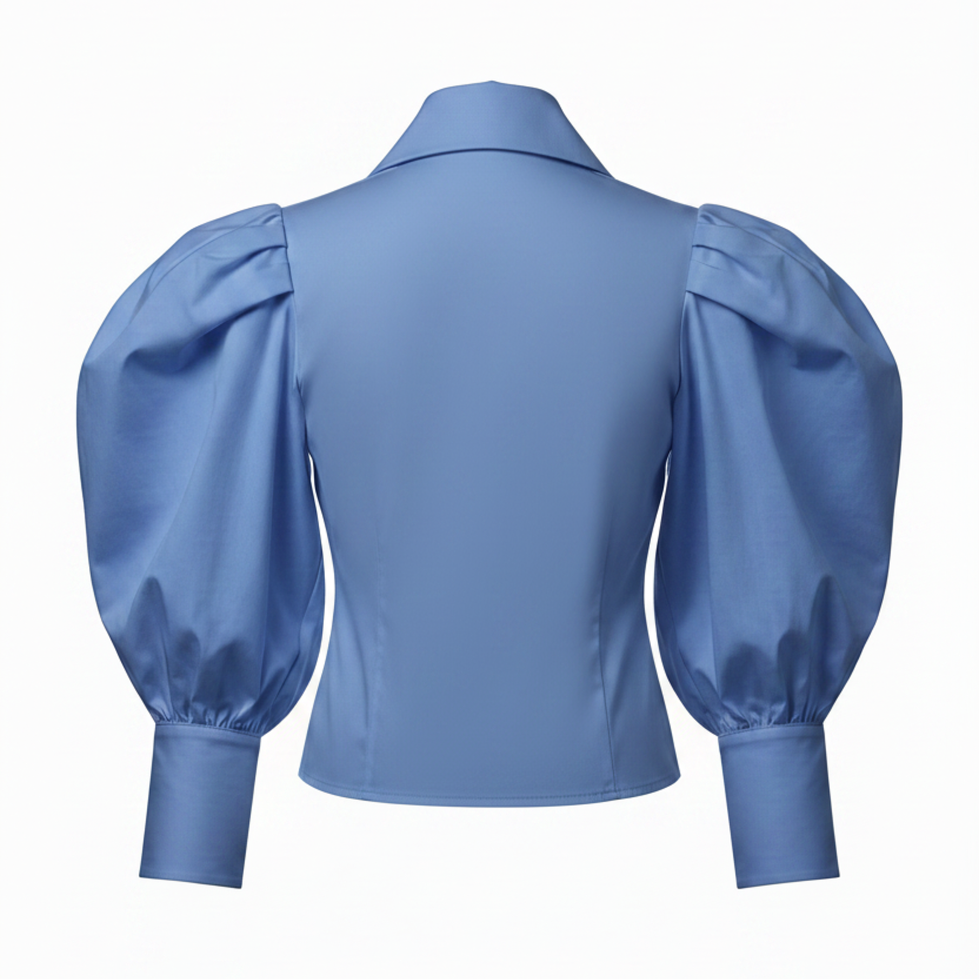 Blue blouse with puffed sleeves on a white background