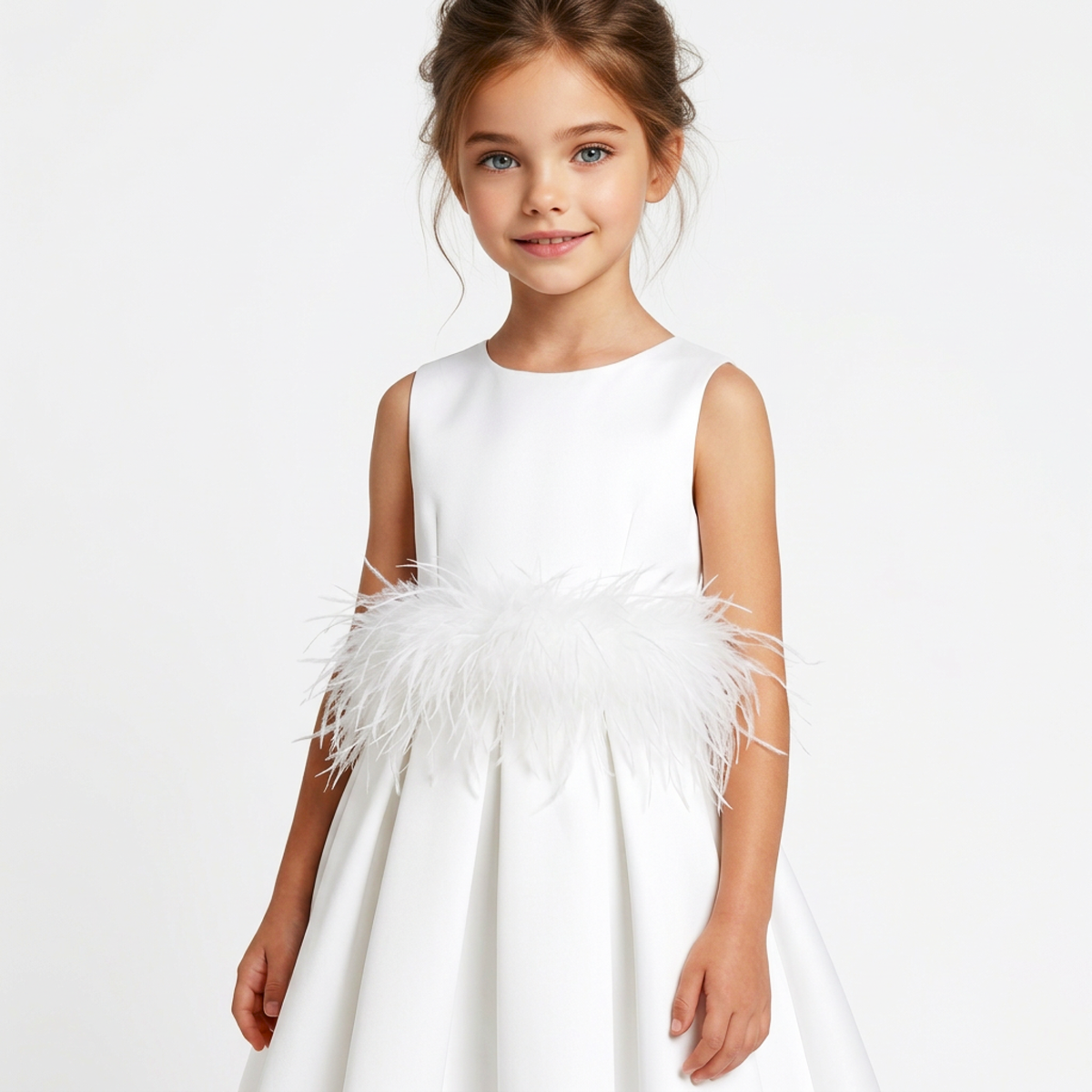 Zamani Girls' Feather-Trim High-Low Dress