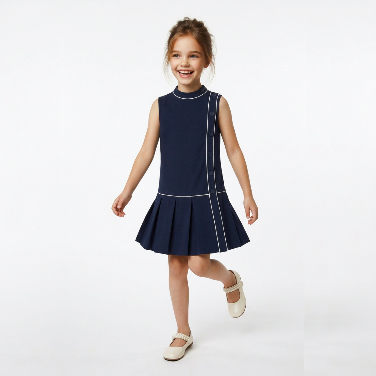 Kezie Girl's Pleated Crepe Dress