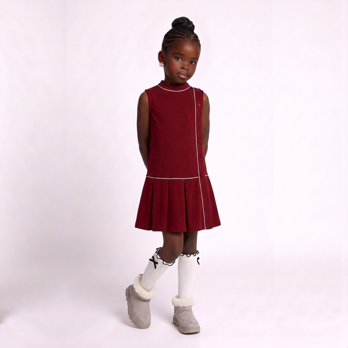 Kezie Girl's Pleated Crepe Dress
