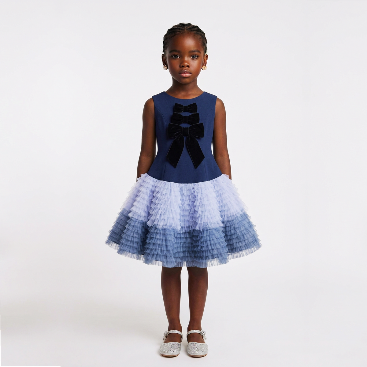 Saphira Girls’ Ombré Bow Ruffle Occasion Dress
