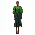 Rosalindt Draped Bodice Silk and Taffeta Dress