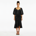 Rosalindt Draped Bodice Silk and Taffeta Dress