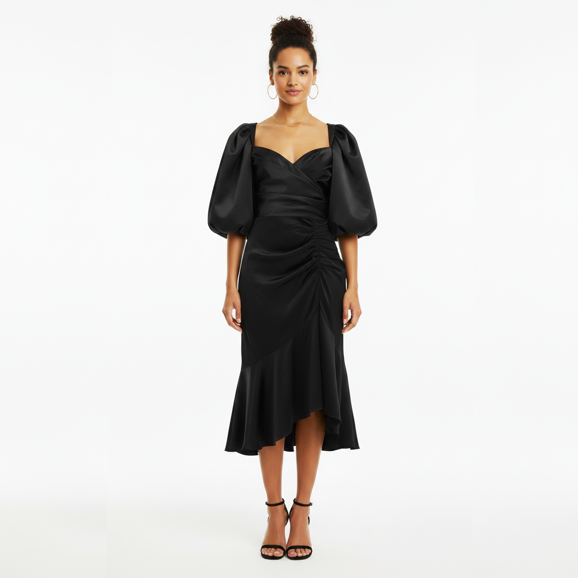 Rosalindt Draped Bodice Silk and Taffeta Dress
