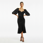 Rosalindt Draped Bodice Silk and Taffeta Dress