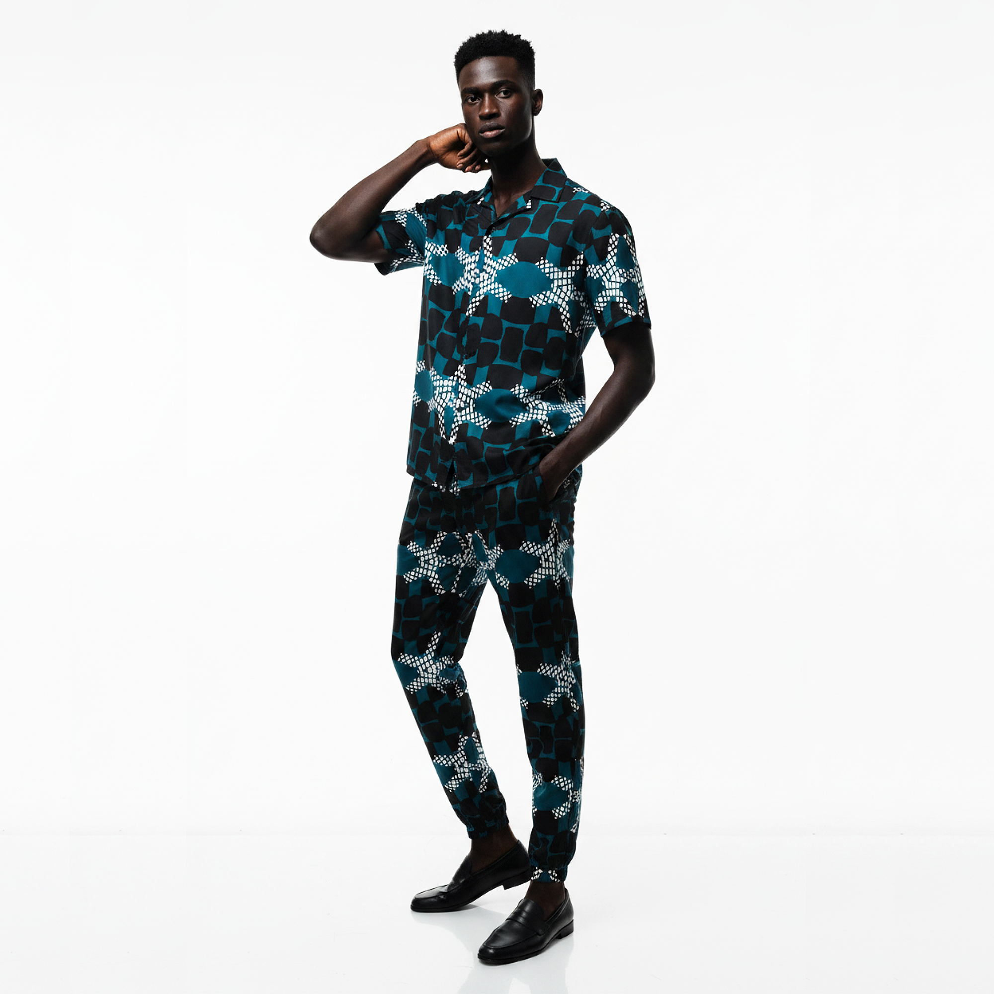 Jike Men's Short Sleeve Shirt & Pants Set