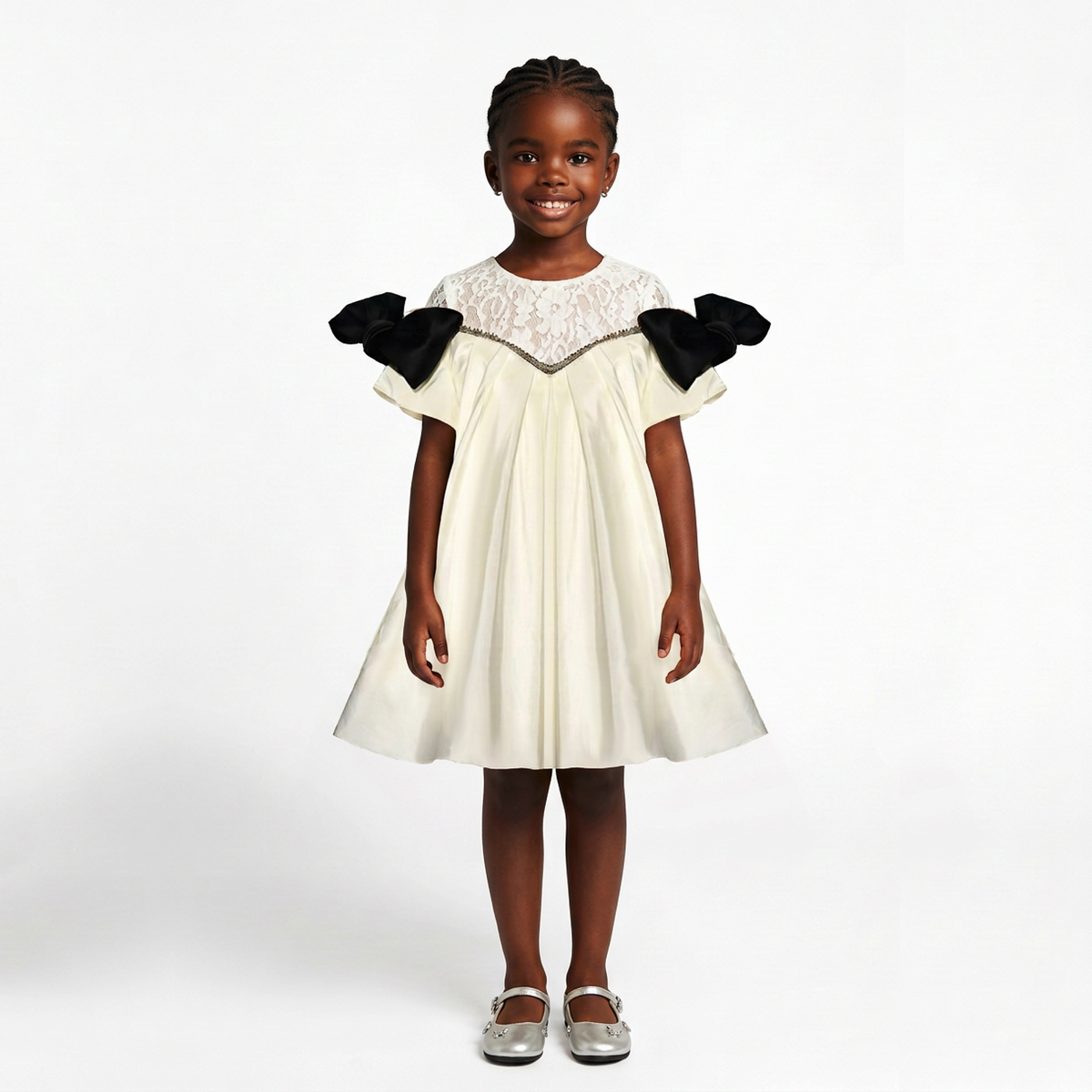 Vivienne Girls’ Bow Lace Dress