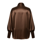 Brown satin shirt on a white background
