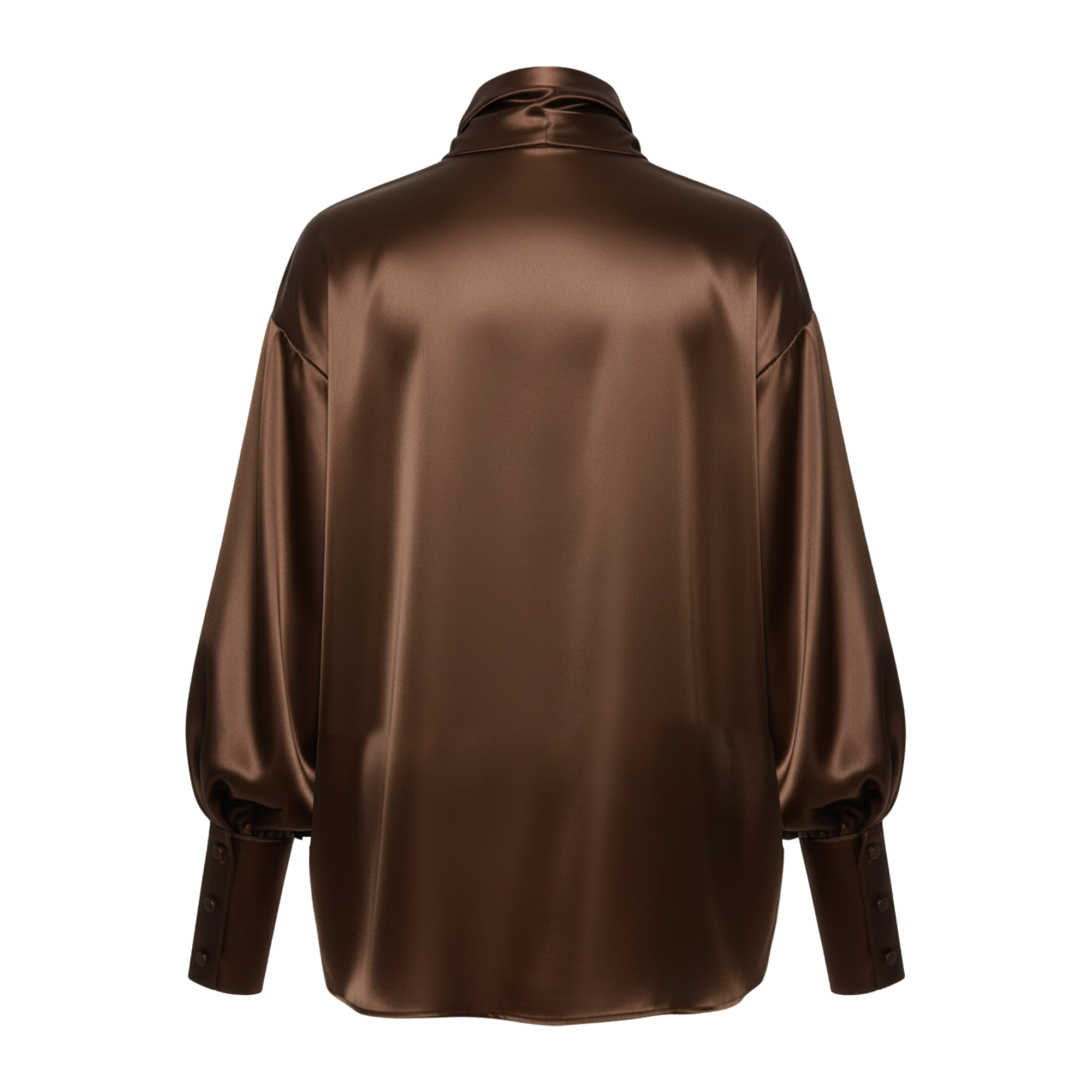 Brown satin shirt on a white background