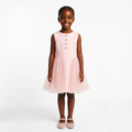 Maya Girls' Button-Detail Tulle Panel Dress