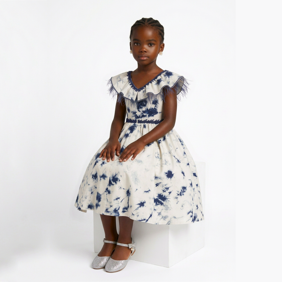 Layla Girls' Print Flared Dress