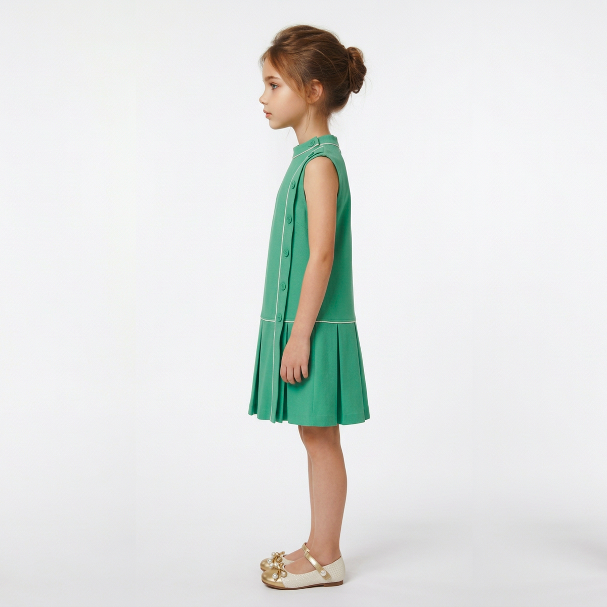 Kezie Girl's Pleated Crepe Dress