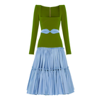 Field and Brook Cotton and Crepe Flared Dress