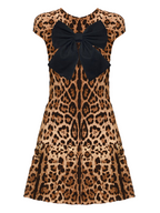 Leona Velvet Bow Leopard Dress