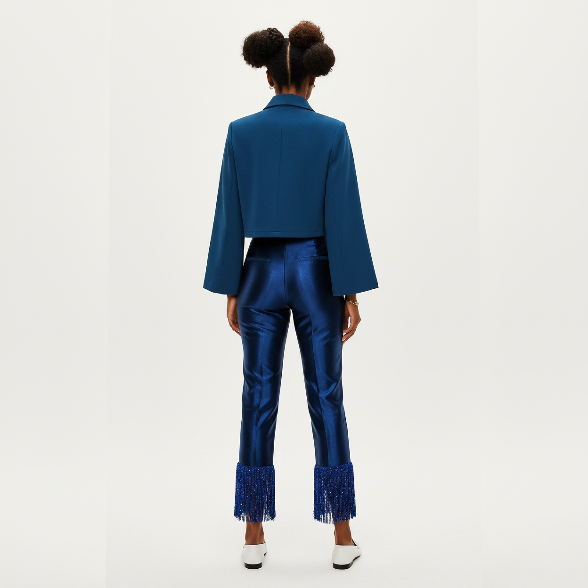 AṢẸ́ Midnight Bell-Sleeve Cropped Blazer