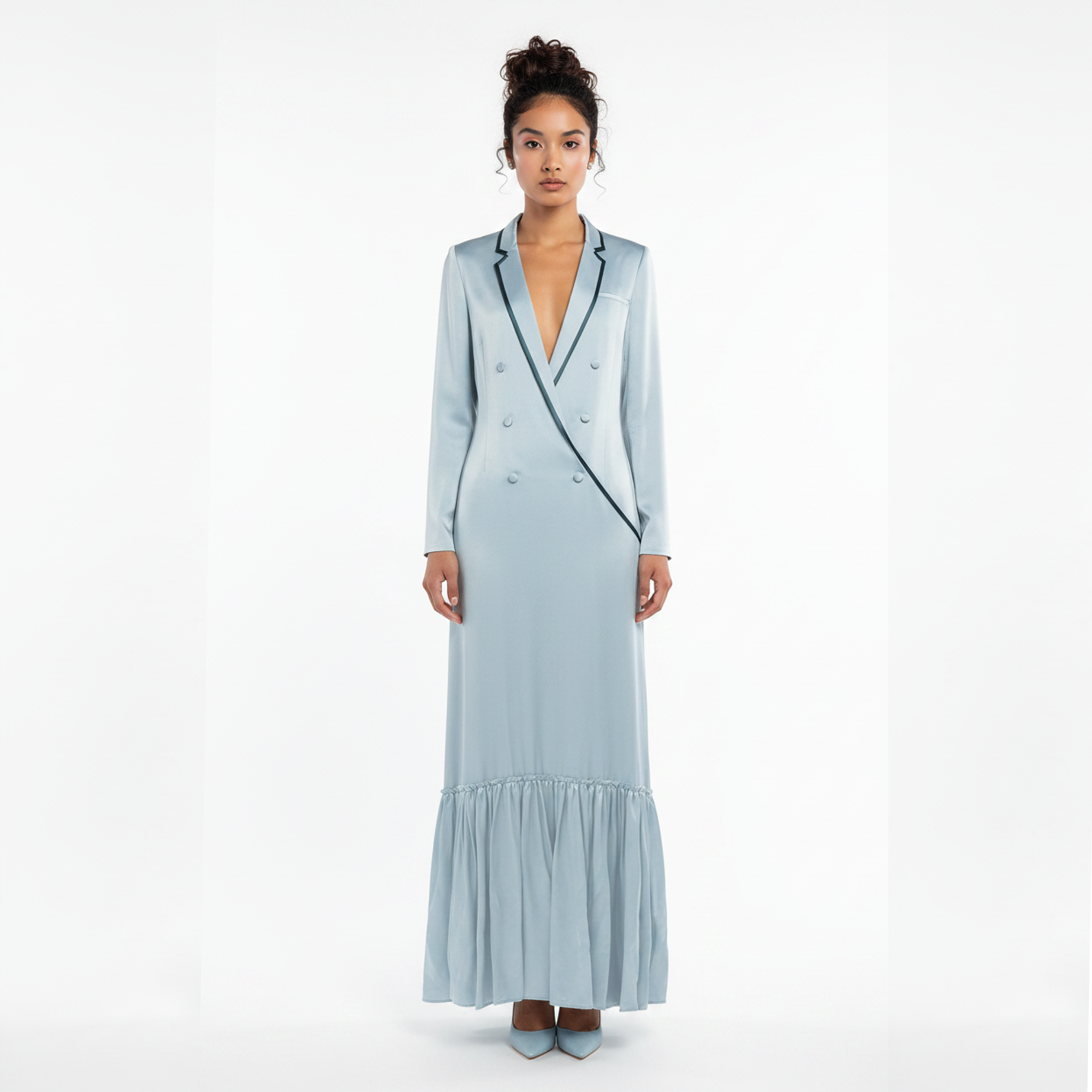 blazer dress light blue Powder Blue Envelope Blazer Dress