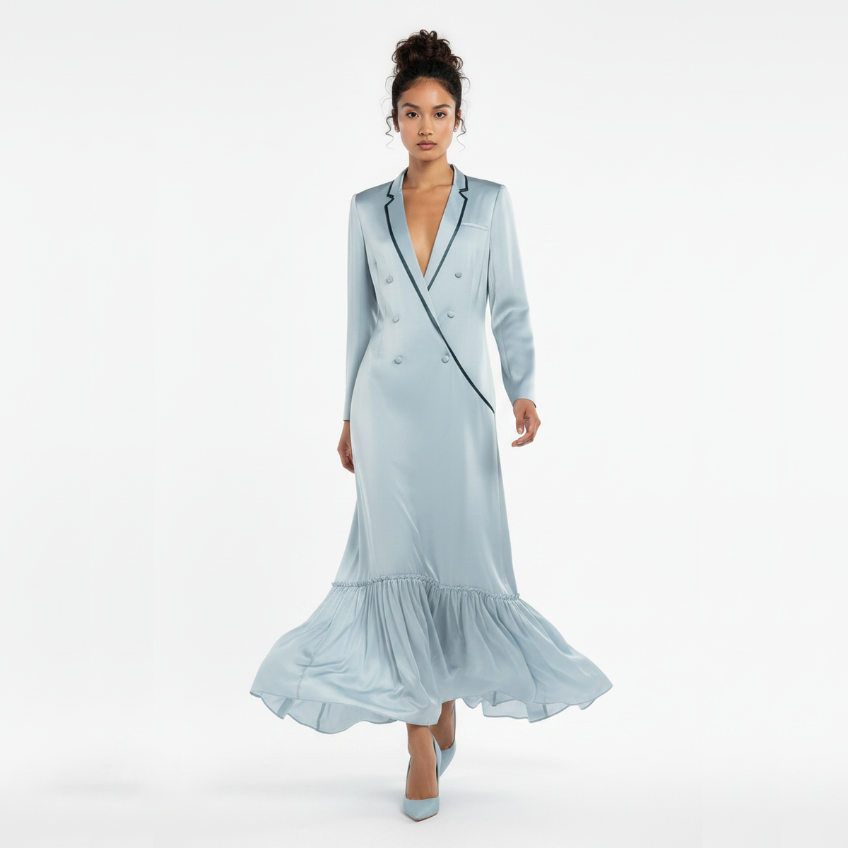Khamila Maxi Sateen Dress – Blazer Gown