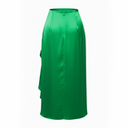 Oma Ruched Drape Silk Midi Skirt