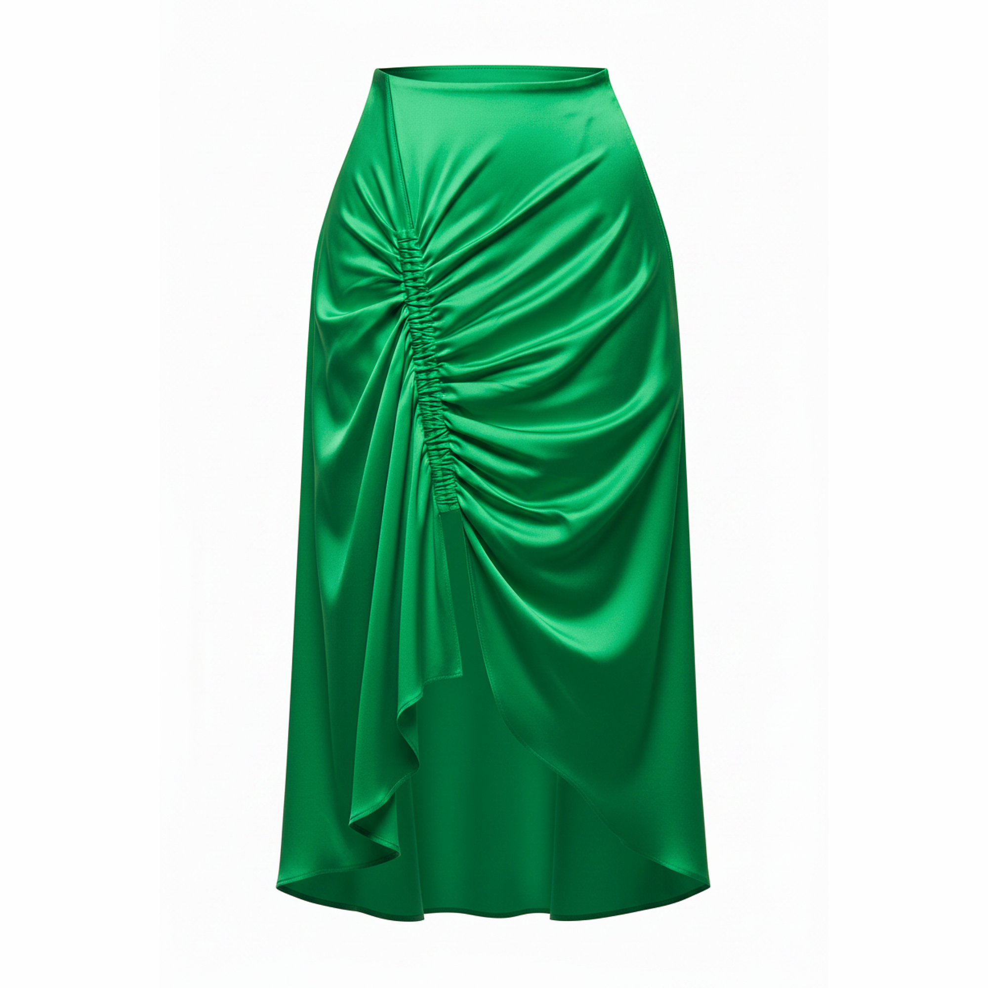 Oma Ruched Drape Silk Midi Skirt