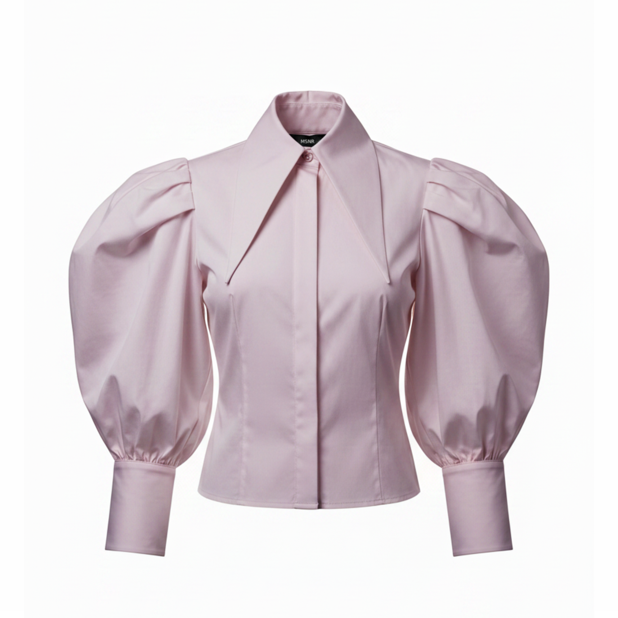 Pink blouse with puffed sleeves on a white background