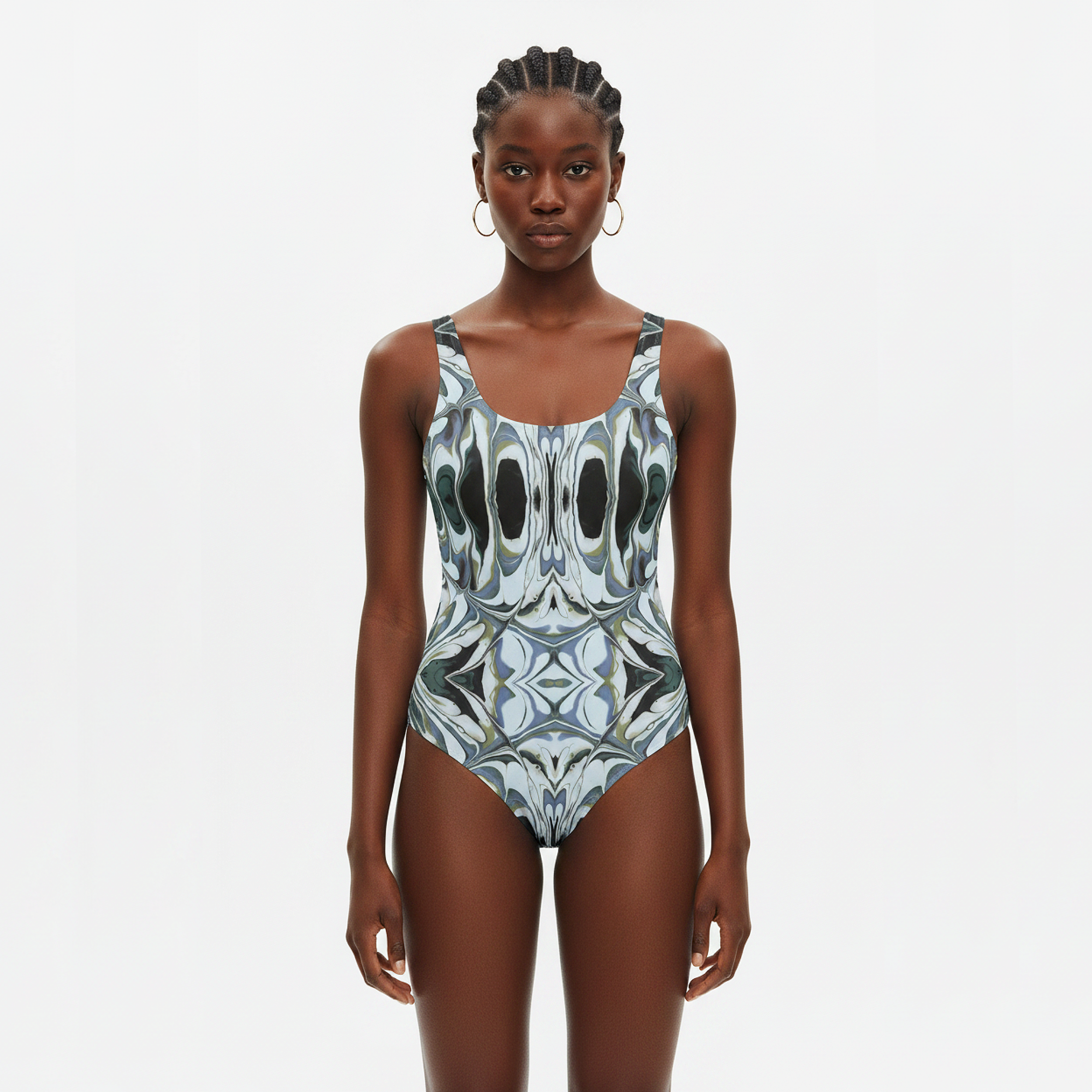 Kori One-Piece Swimsuit | Ice Marble Wave Print