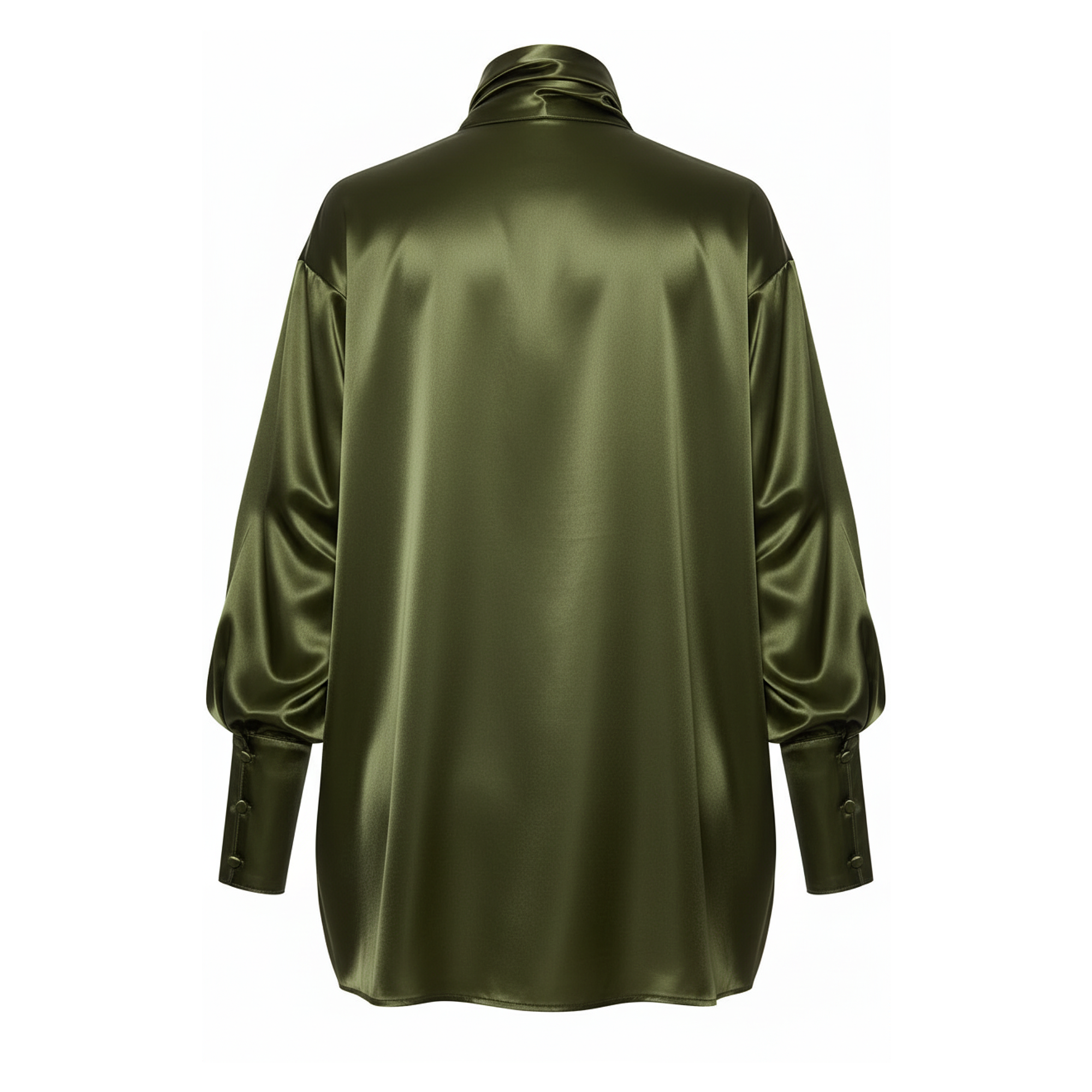 Green satin shirt on a white background