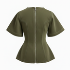 Green waist trainer with a zipper on a white background