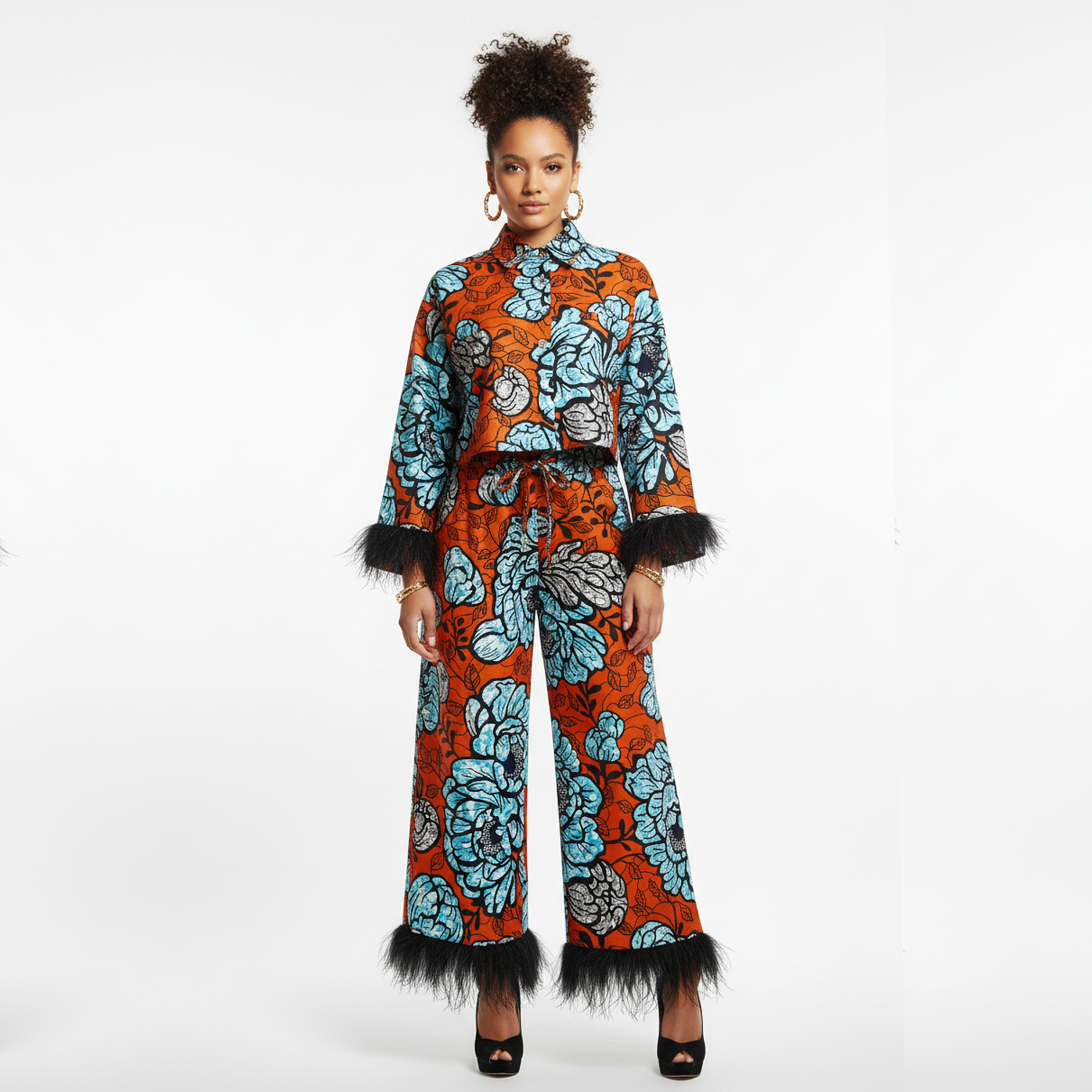 Kira Floral Print Shirt and Culottes Pants Set