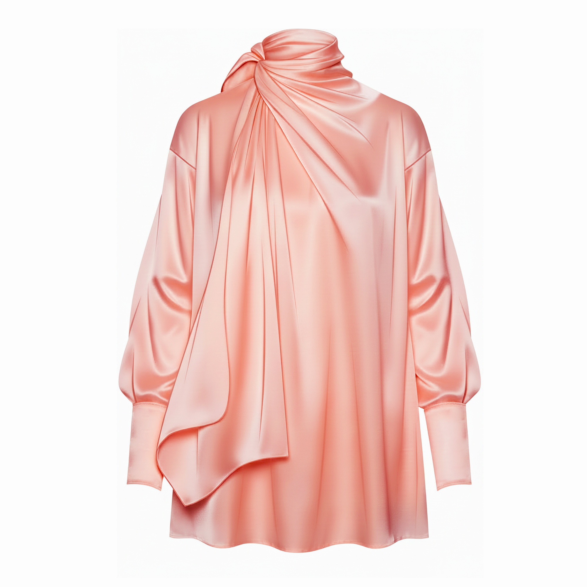 Pink satin top on a white background