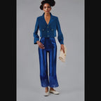ÌLÚMÍNÀ Indigo Fringe Luxe Trousers