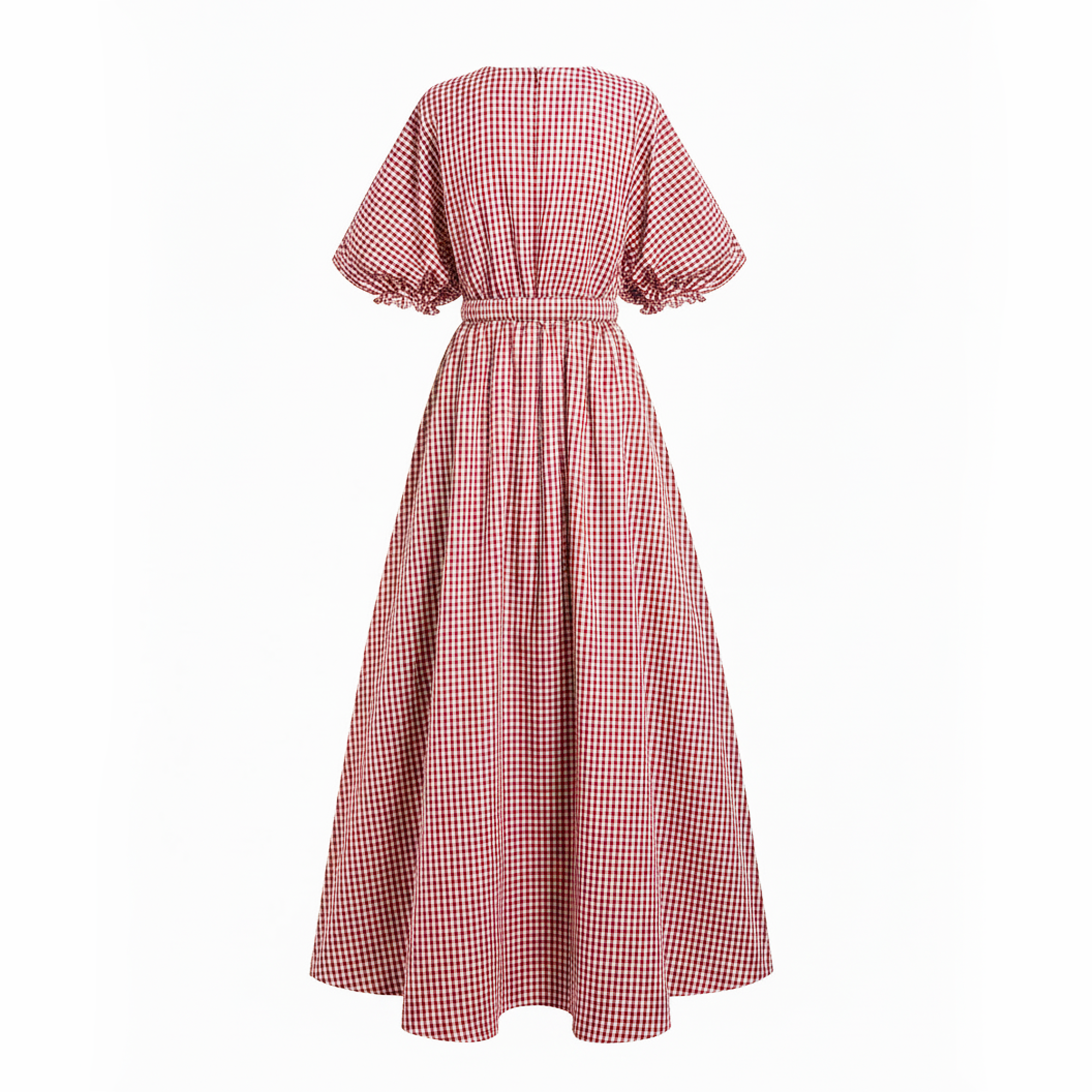 Red and white checkered dress on a white background
