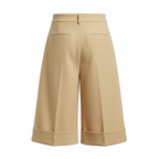 Beige wide-leg pants on a white background