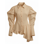 Beige shirt with a ruffled skirt on a white background