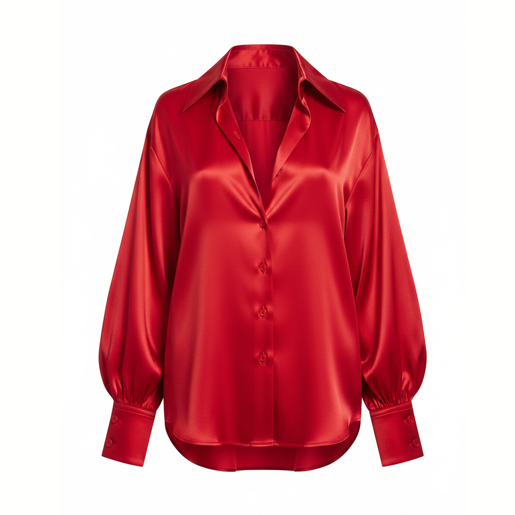 Red satin shirt on a white background