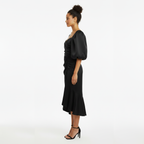 Rosalindt Draped Bodice Silk and Taffeta Dress