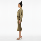 Lami Drape Silk Midi Skirt