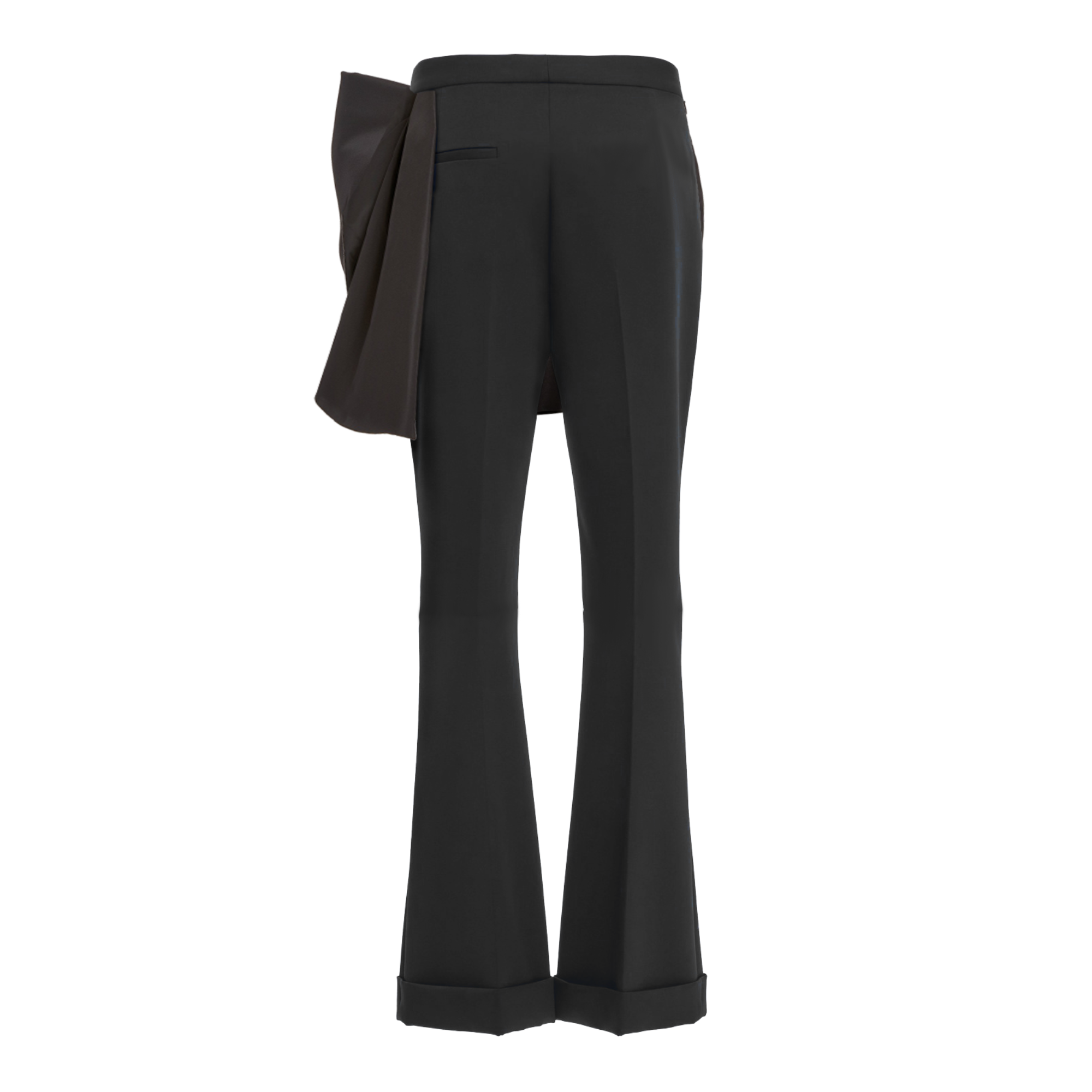 Black pants with a bow detail on a white background