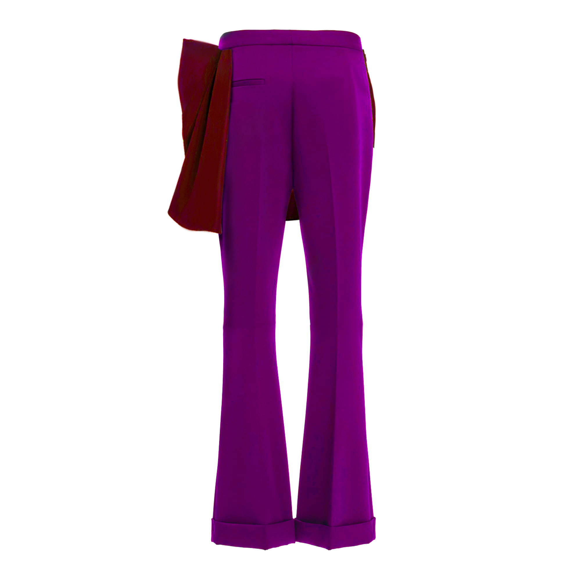 Purple pants with a red section on a white background