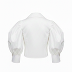 White blouse with puffed sleeves on a white background