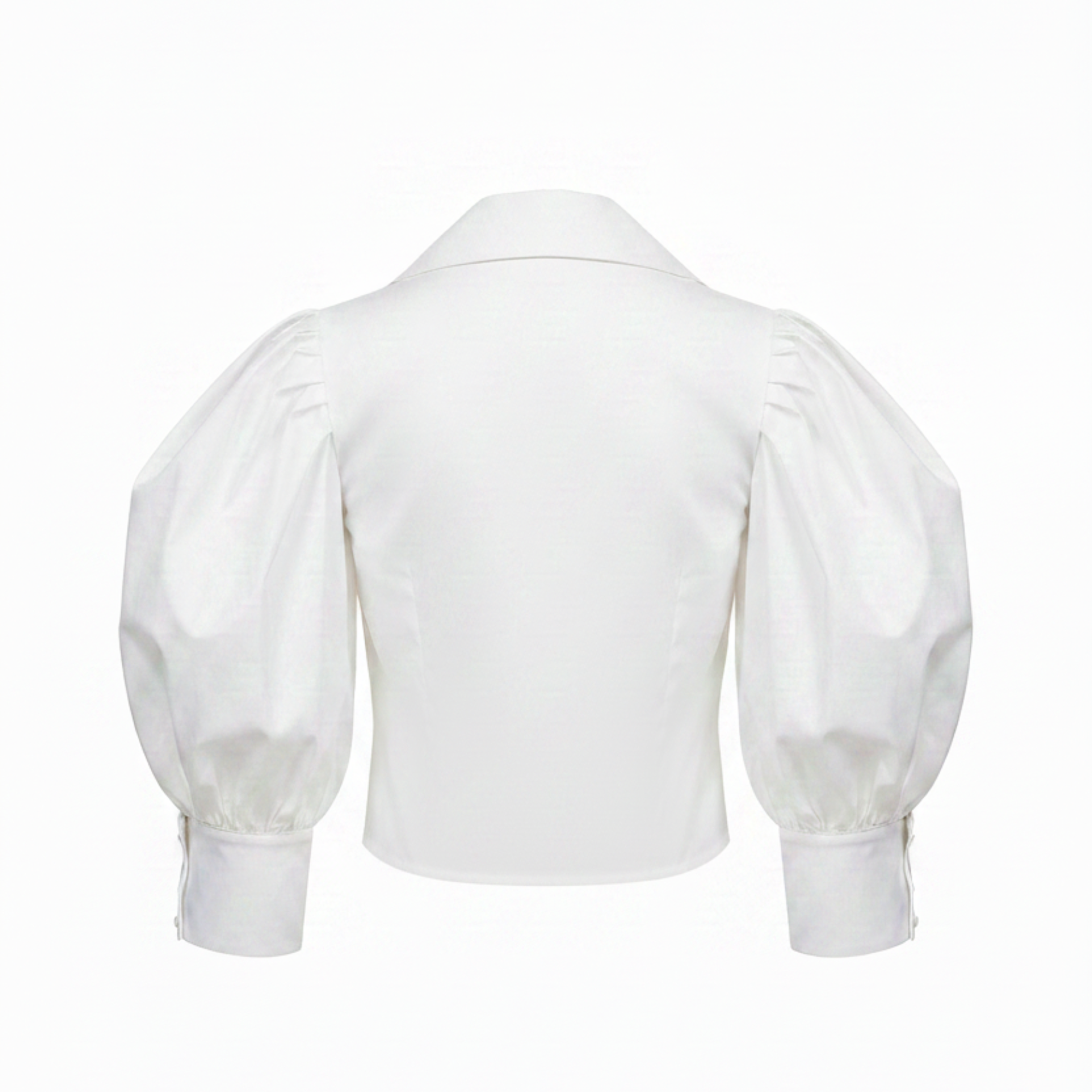 White blouse with puffed sleeves on a white background