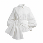 White shirt dress with a tie waist on a white background