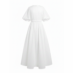 White dress with short sleeves on a white background