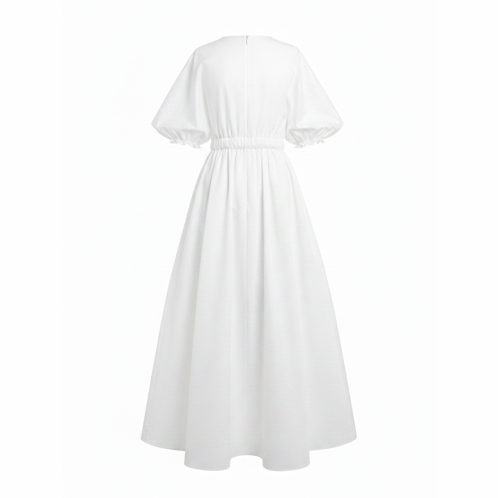 White dress with short sleeves on a white background