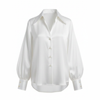 White blouse with long sleeves on a white background