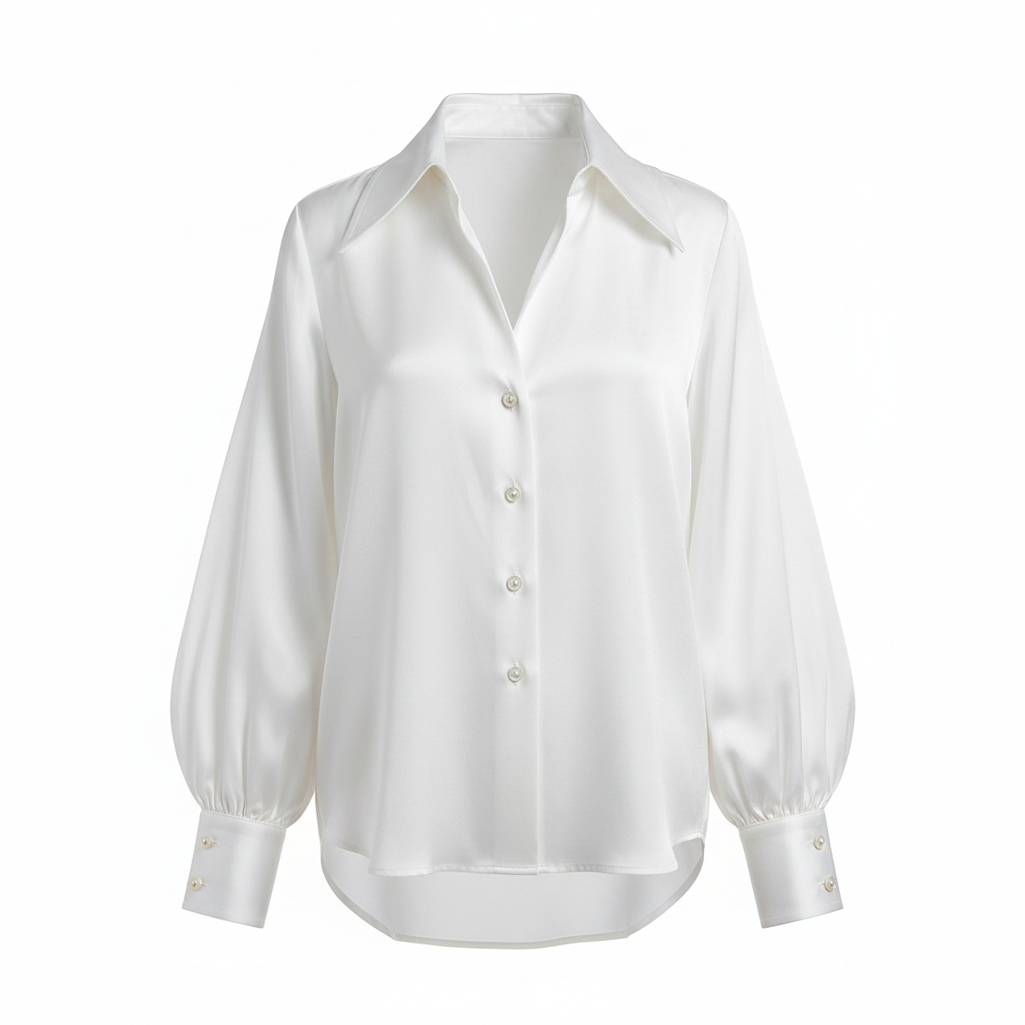 White blouse with long sleeves on a white background