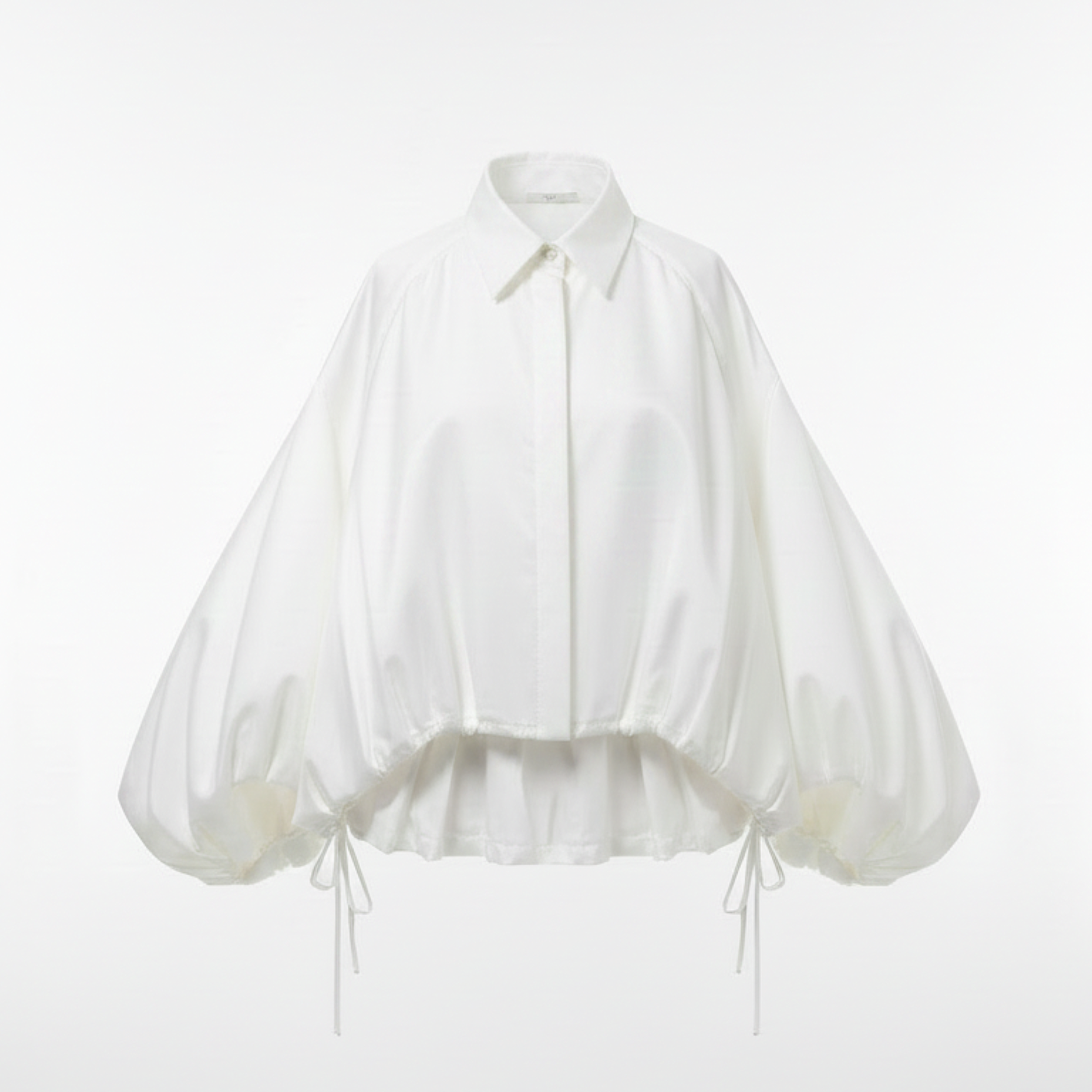 Lolo Balloon Sleeve Ruffle Crop Blouse